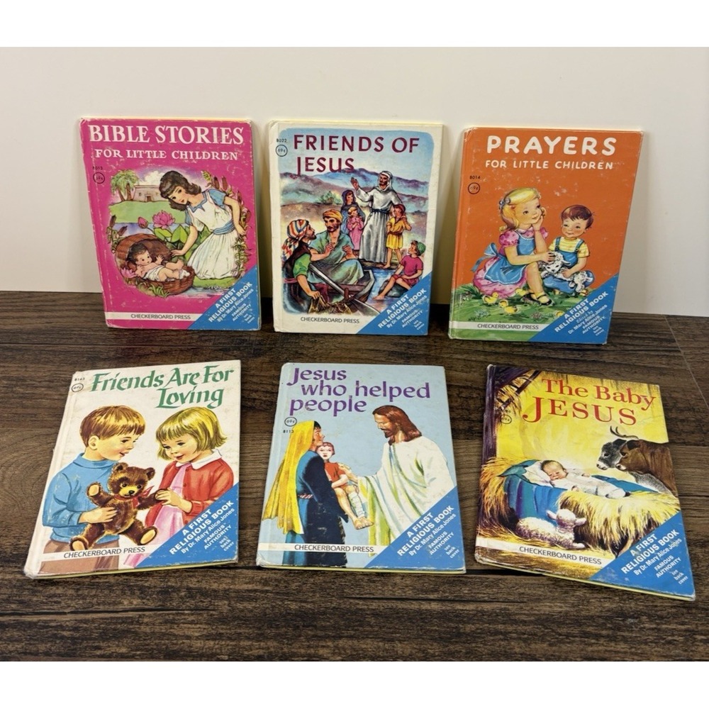 Lot of 6 My First Religious Book Books Hard Cover Childrens Kids Checkerboard